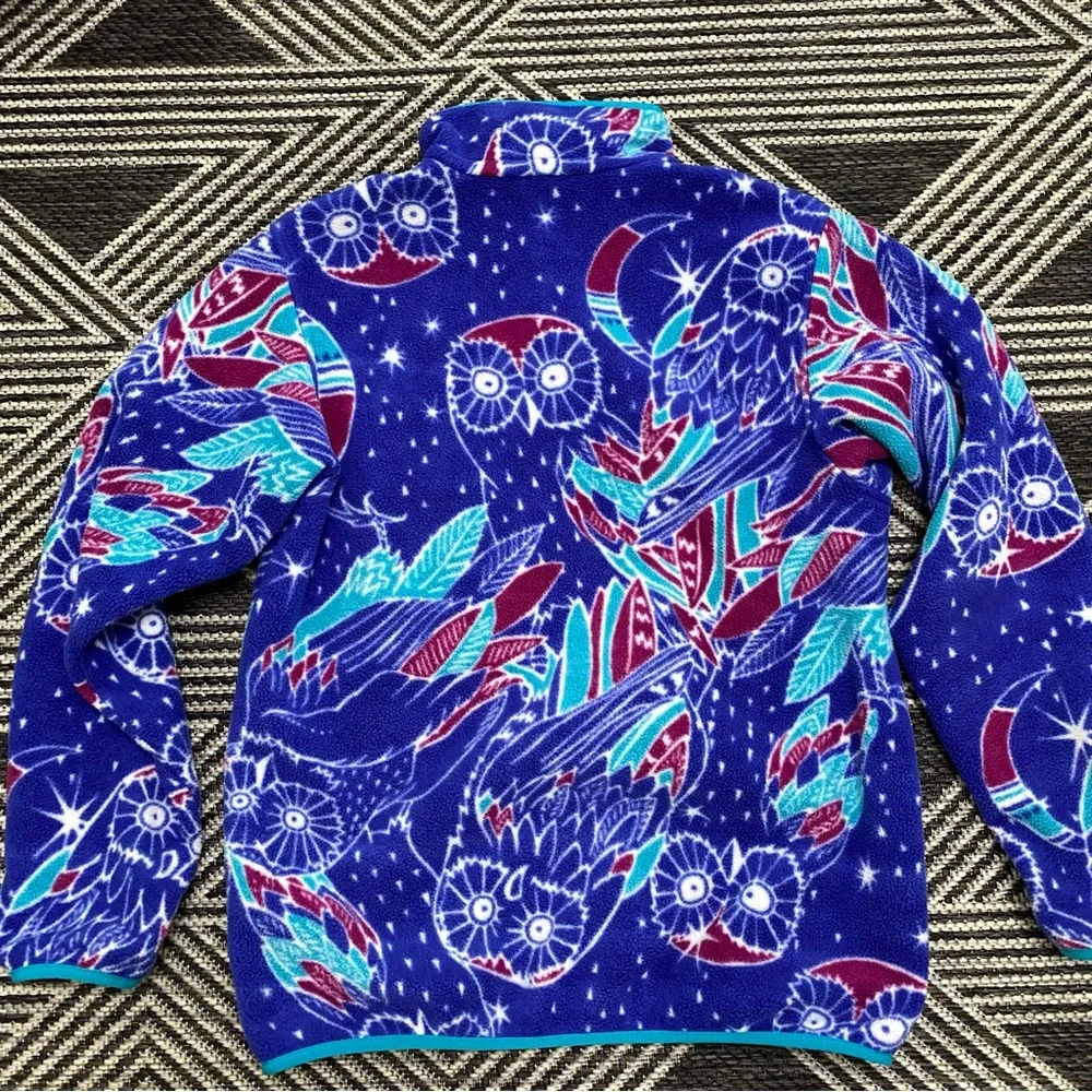 Patagonia Synchilla Harvest Moon Owls Snap-T Fleece Pullover Geometric  Jacket - Picture 3 of 5